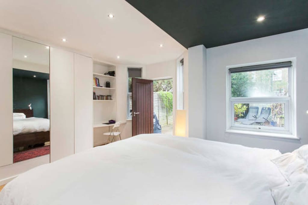 Plenty of workspace throughout the apartment. Lots of light