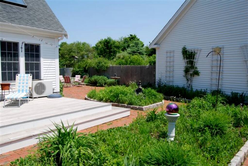 South facing sundeck overlooks the flower garden