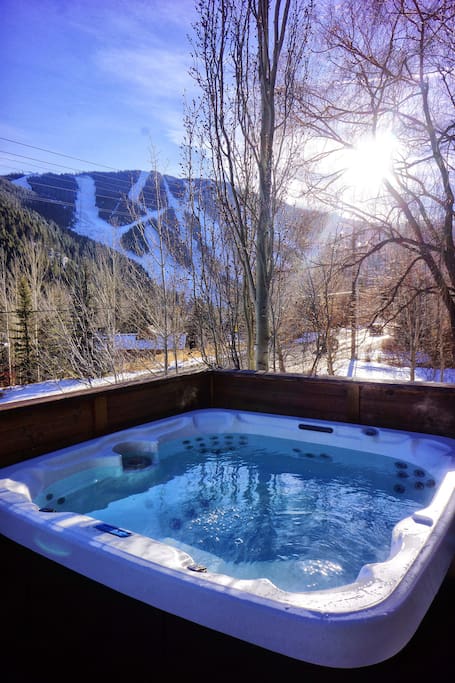 Hot tub on deck with views of Baldy