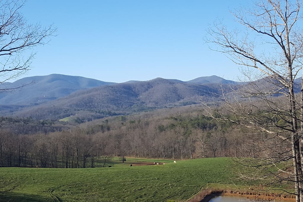 View from the front porch. The tallest mountain to the left is Coosa Bald the second highest peak in Georgia! Just imagine waking up to this view every morning!