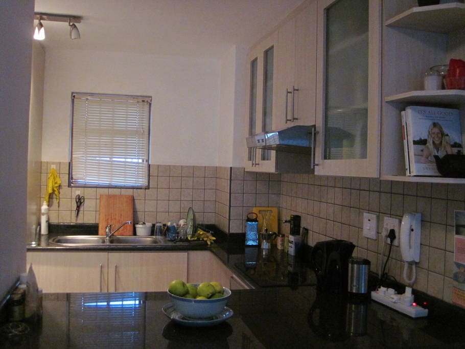 Fully equipped kitchen, spotlessly clean.