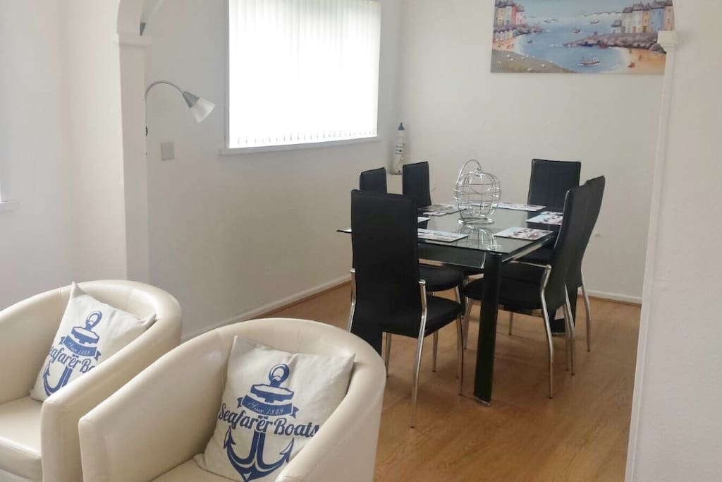 The dining area in the living room