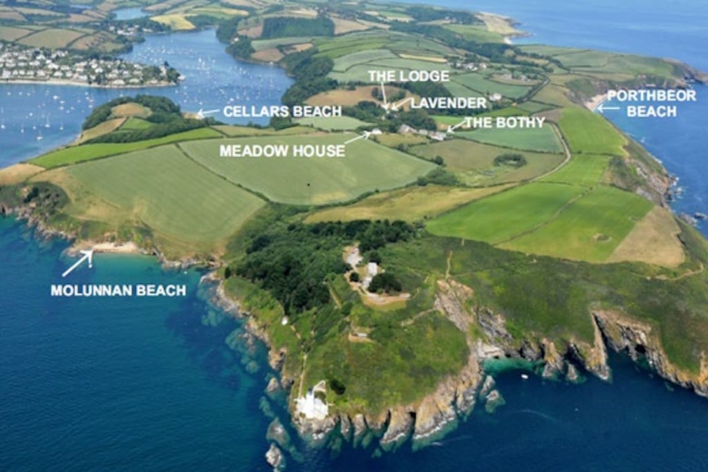 St Anthony in Roseland showing position of our 4 cottages