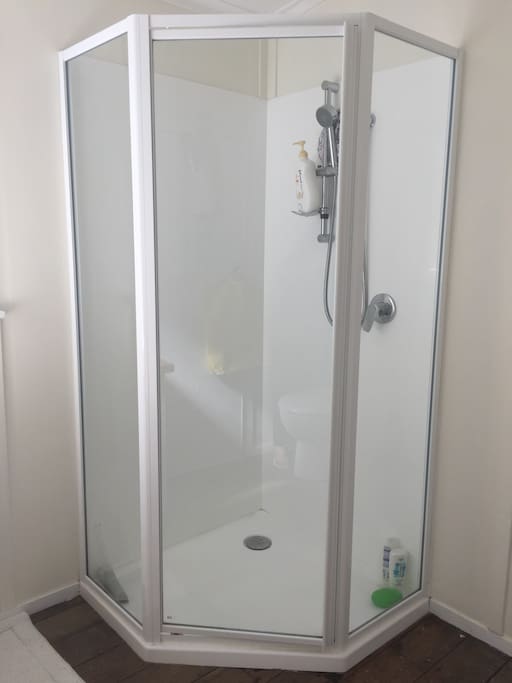 Shiny and new shower stall