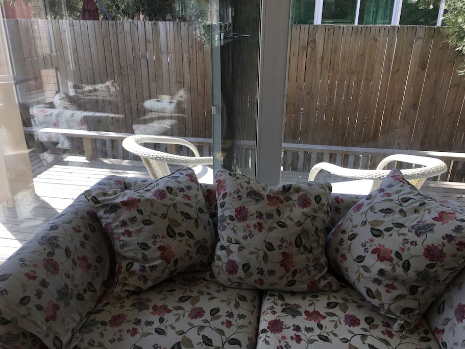 1st floor, small backyard you can enjoy in the morning or afternoon with two chairs