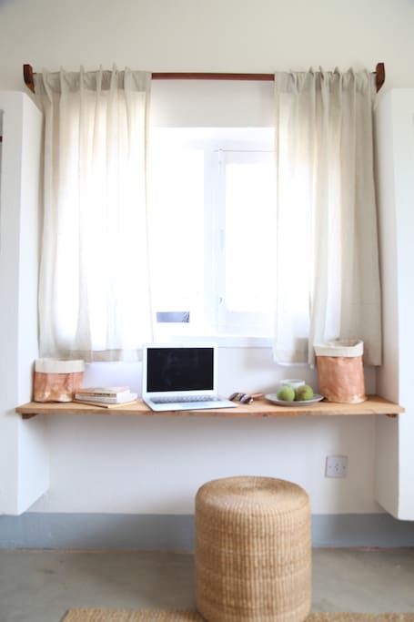 A dedicated workspace looking out to the terrace