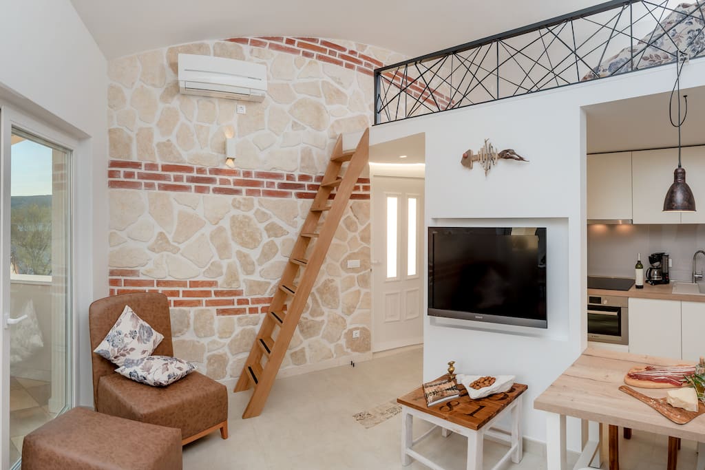 Kitchen and living room with loft