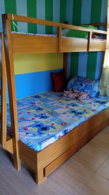 double deck bed with foldable matress bed