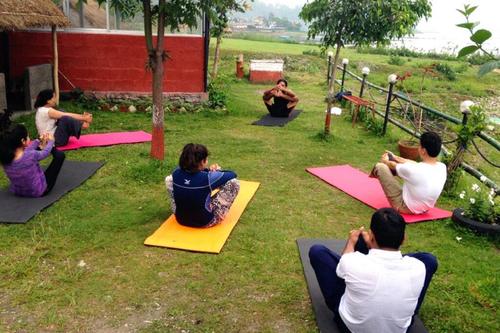 Yoga practice in Pokhara