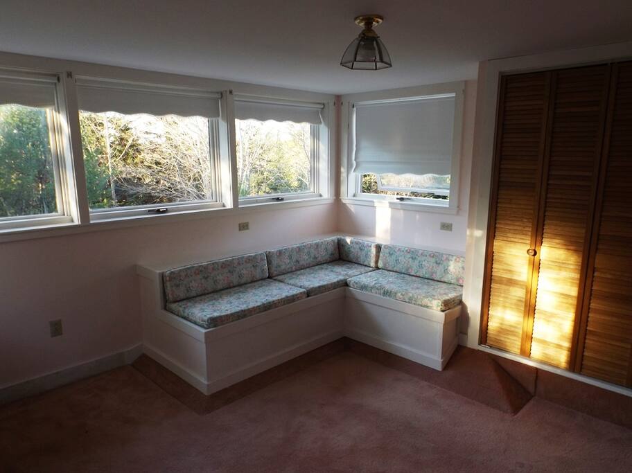 2nd Bedroom has full-size bed, quality mattress, attached half Bath, window seat