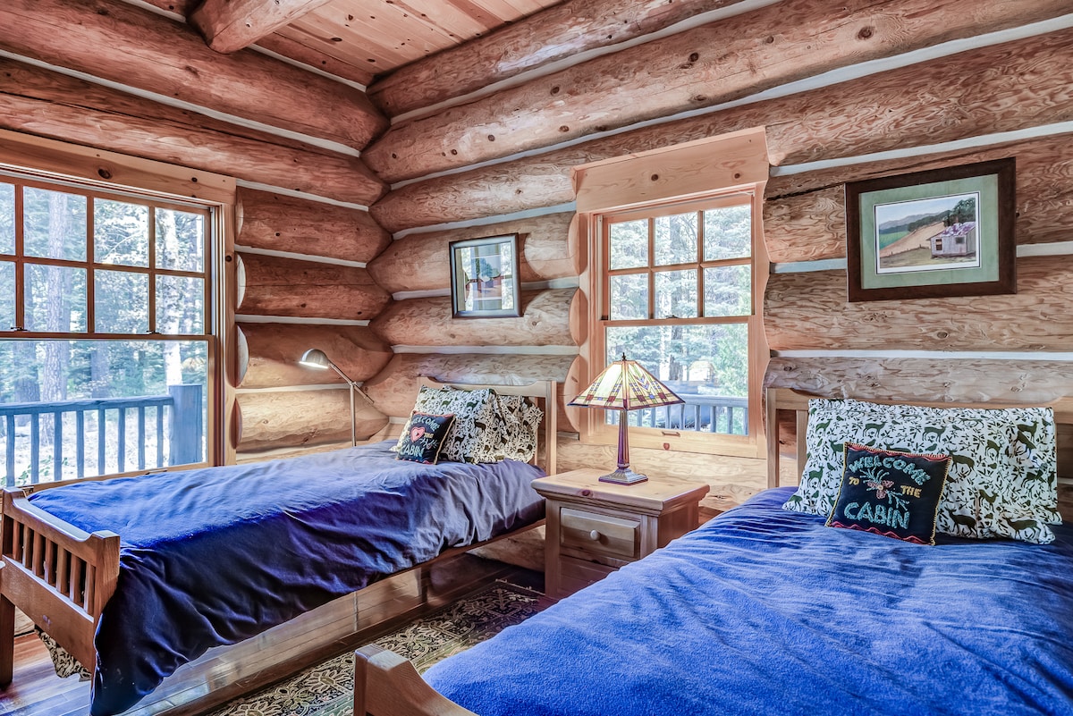 Two twin beds in this downstairs bedrooms. 