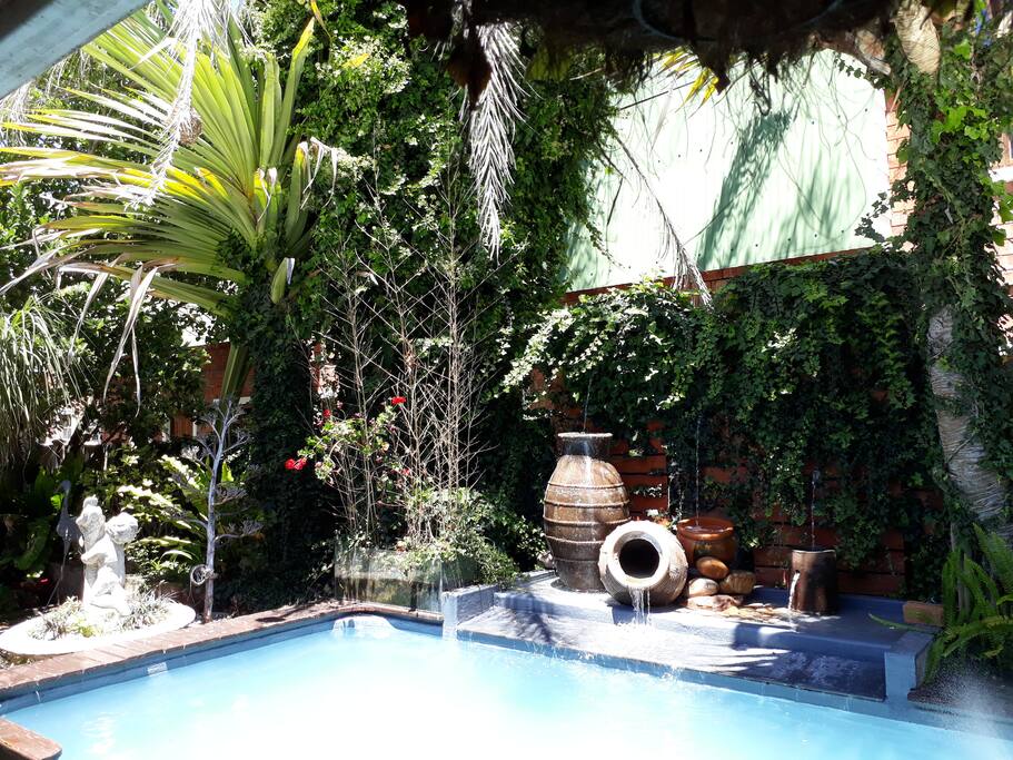 Water feature & plunge pool around entertainment area