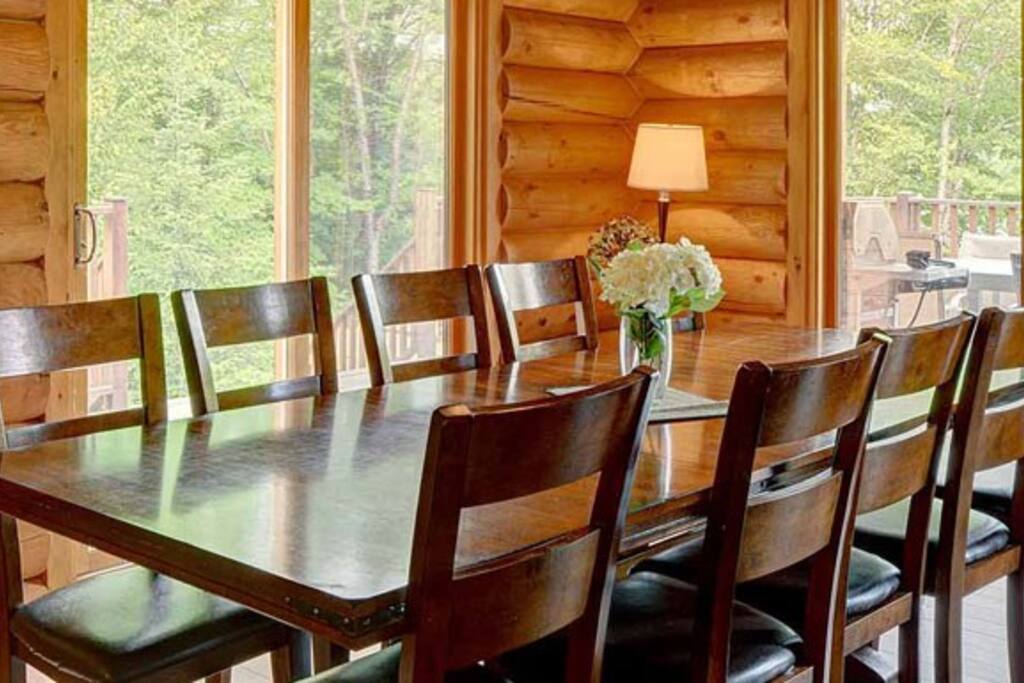 Entertain at the dining room table in the spacious living area.