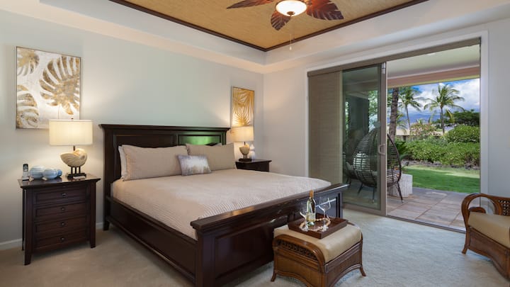 Camera padronale con letto matrimoniale grande con bagno privato e veranda affacciata sui giardini