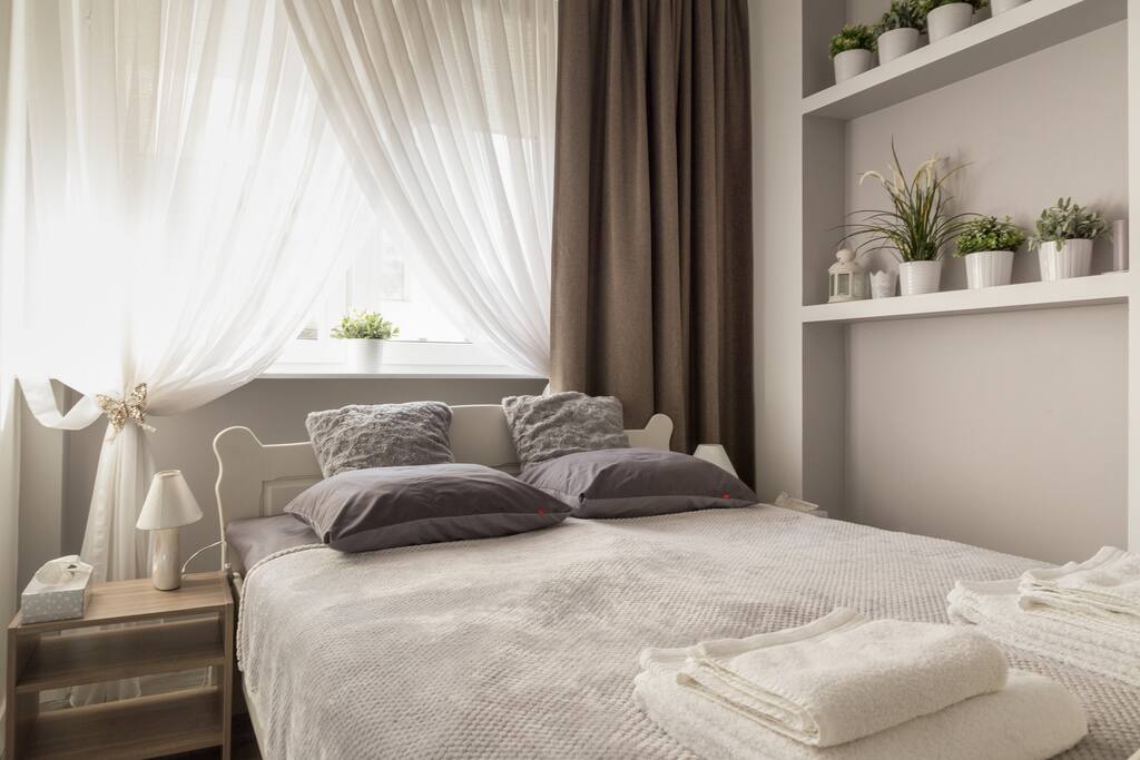 Bedroom with a super comfortable bed