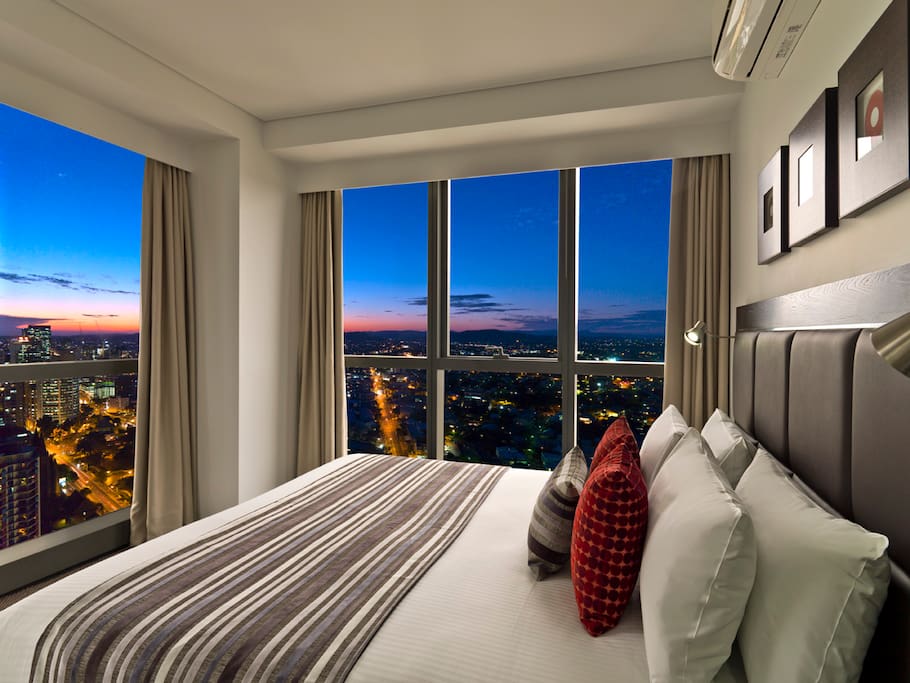 Bedroom is a corner with views of both sides. Skyline view :)