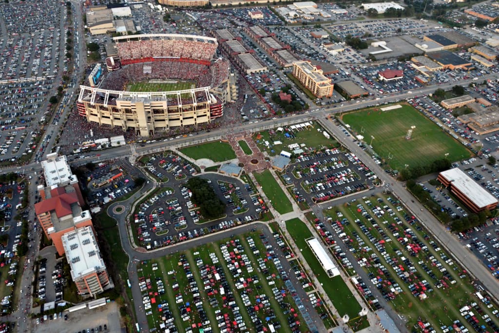 Aerial View of the Stadium and Farmers Market