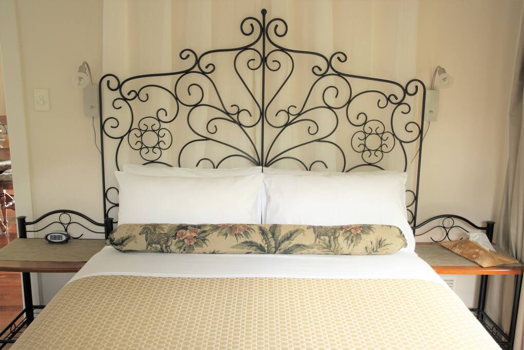 Queen size bed with quality linen, electric blanket, king size doona and fluffy spare blanket in the wardrobe with the fluffy bathrobes.