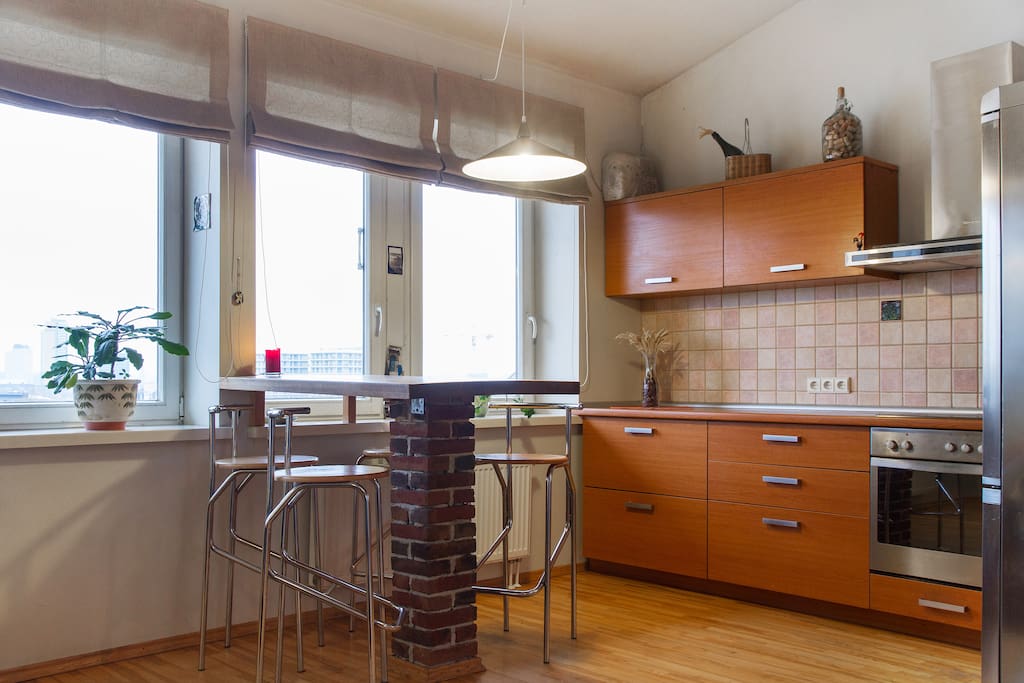 Kitchen space with bar table
