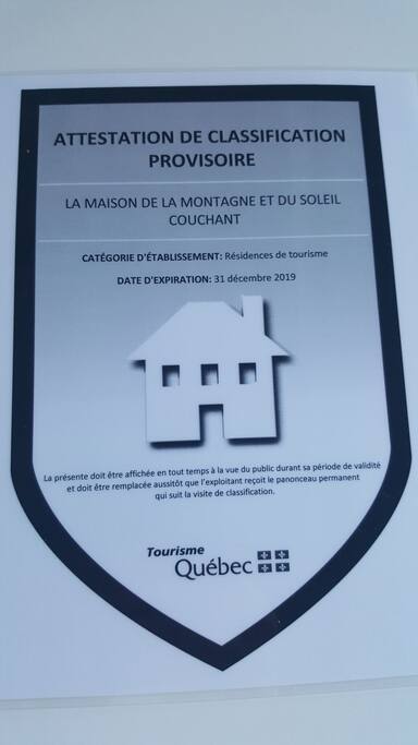 Maintenant membre de la Corporation de l'industrie Touristique, la première étape est franchie. Reste à être évaluée. ..