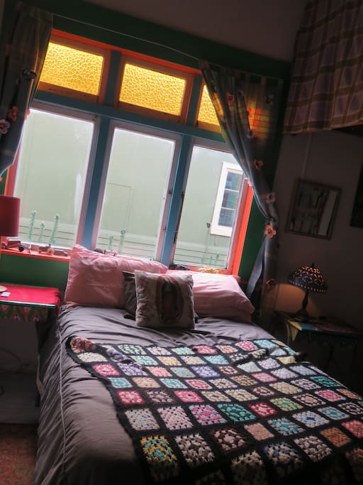 your room has one double bed and single bunk beds, there is lots of room to hang out in this warm space.