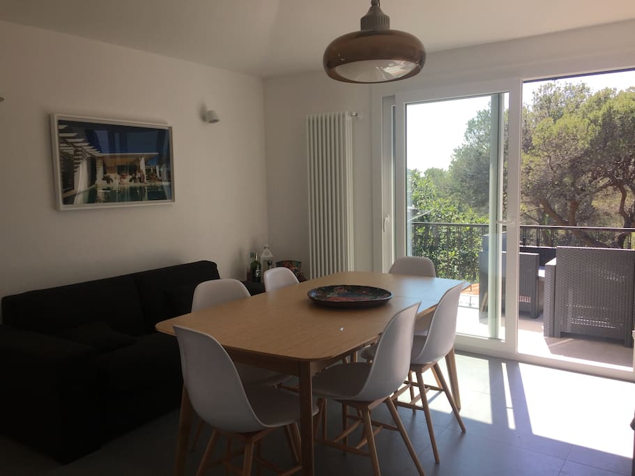 Living room and access to the front terrace