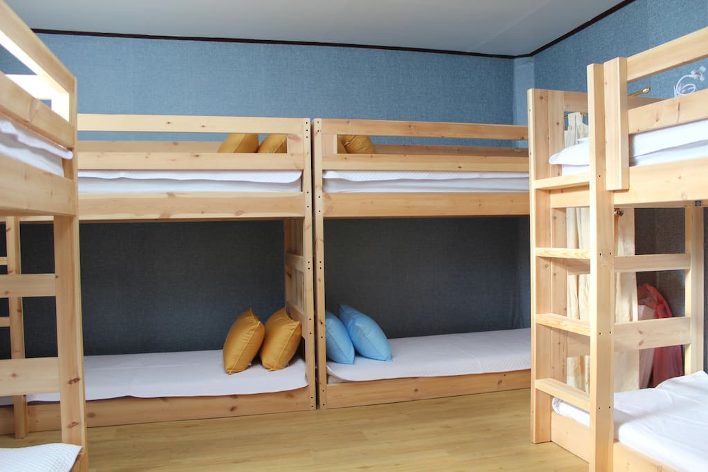 bedroom I - all natural pine tree bed with premium mattresses - 8 beds.