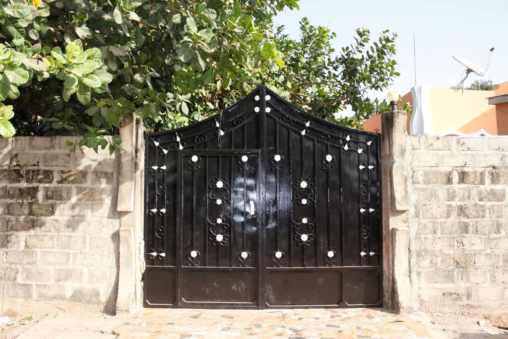 Walled garden with secure entrance gate
