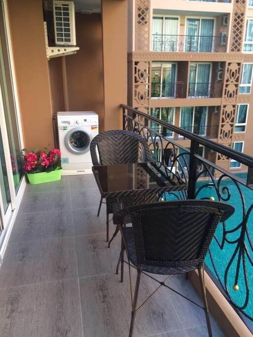 Balcony with washing machine