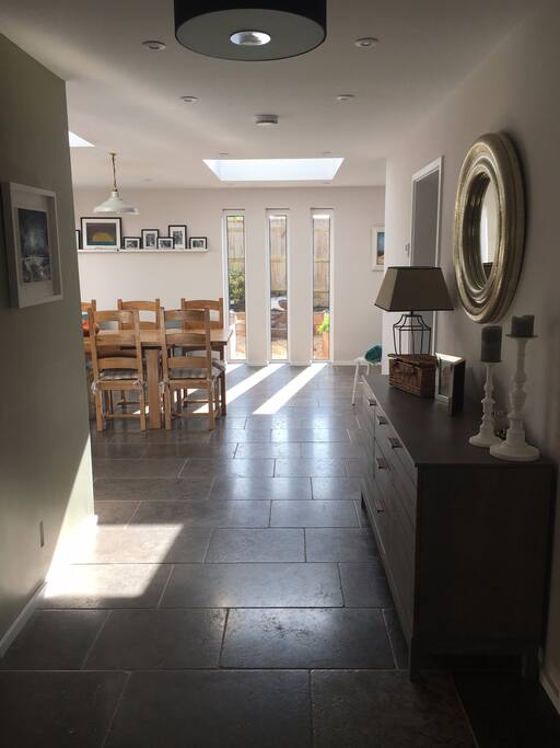 Entrance hall, leading to dining and snug areas.