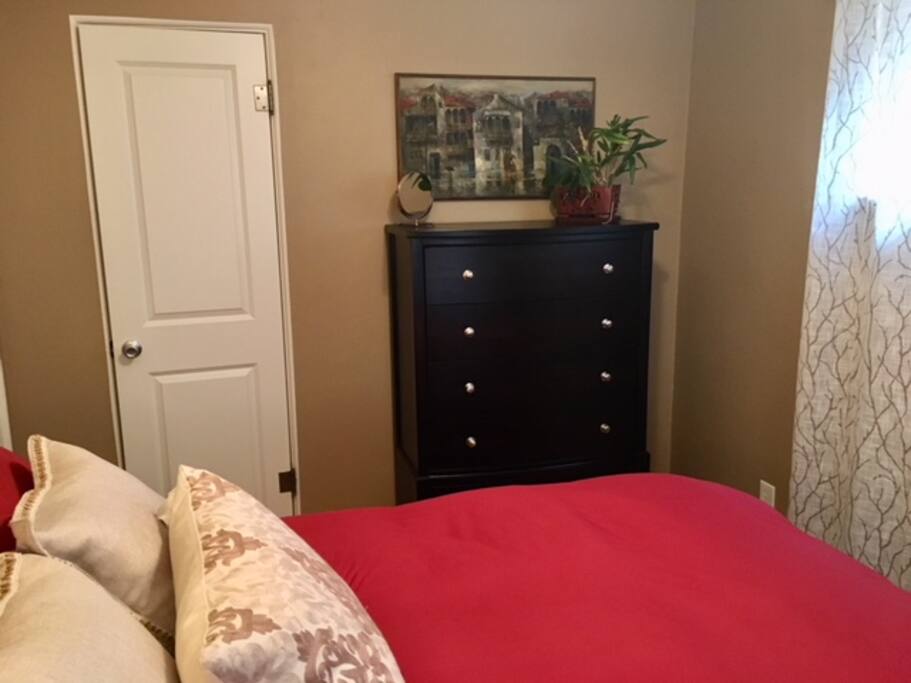 Plenty of drawer and closet space for a comfortable stay.