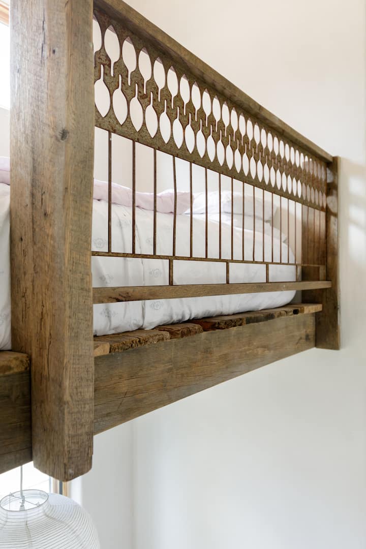 Loft built of locally salvaged materials