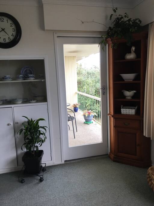Walk through upstairs lounge onto patio