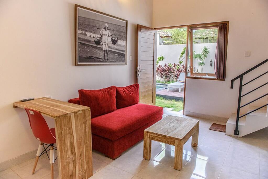 Living room, kitchen and bathroom at down stair