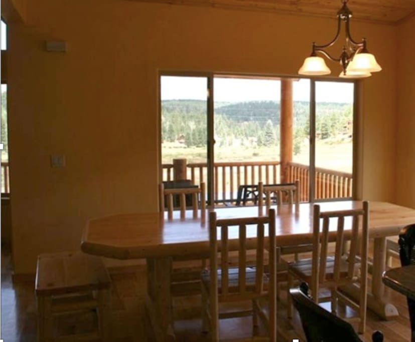 Dining area with views of the meadows