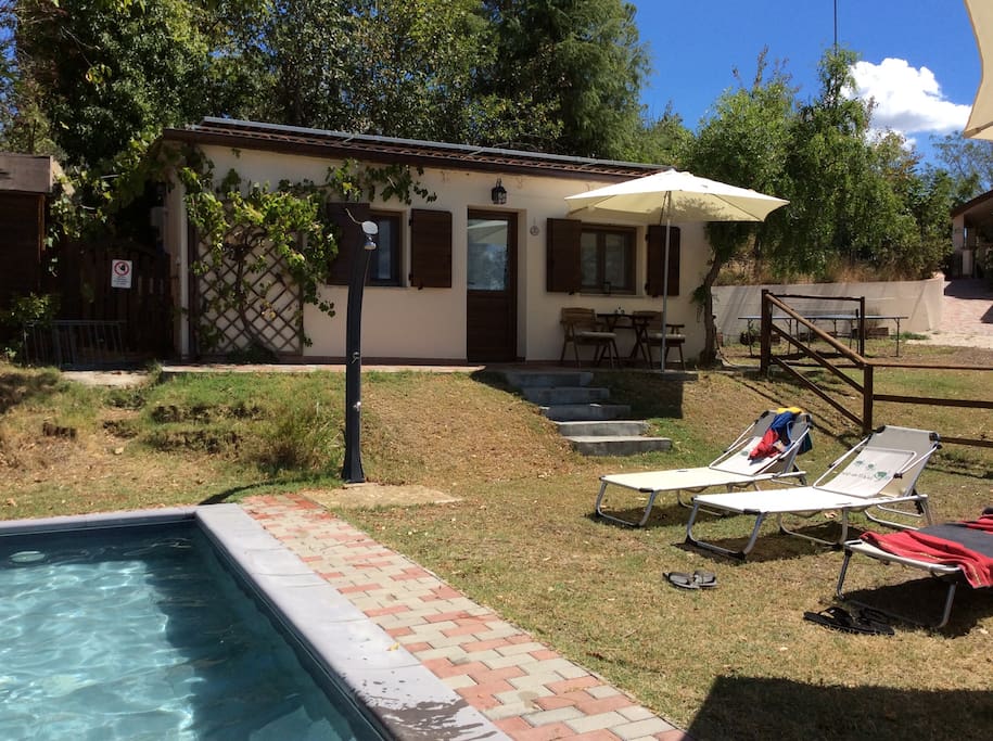 the cottage viewed from the pool...