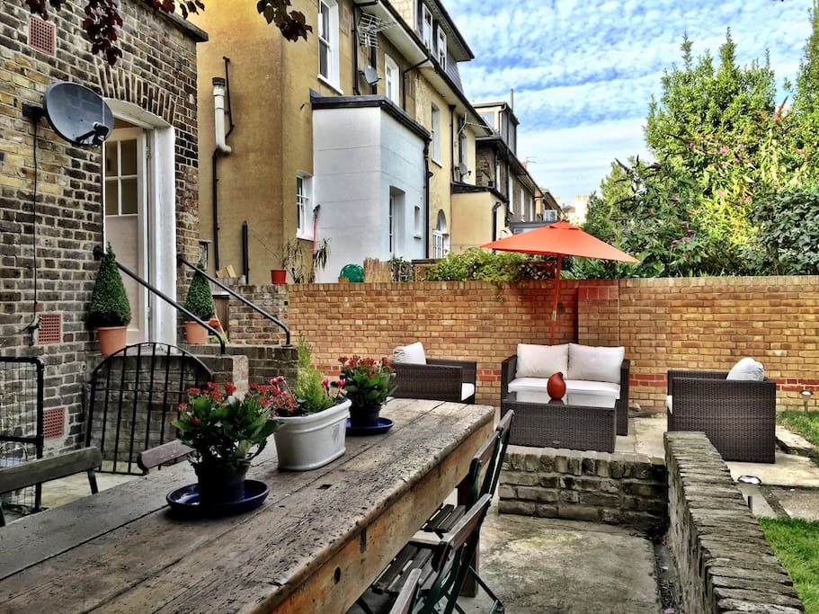 The yard is shared with the downstairs neighbour. (She is lovely). The furniture is ours, for your own use!