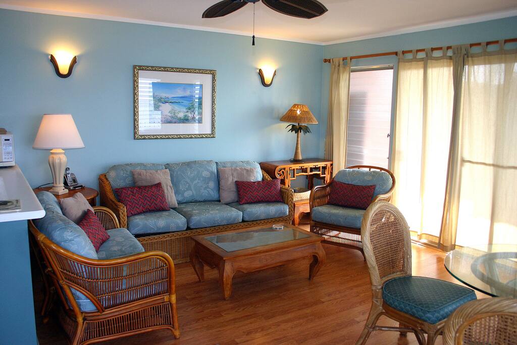 This condo is decorated to feel serene.