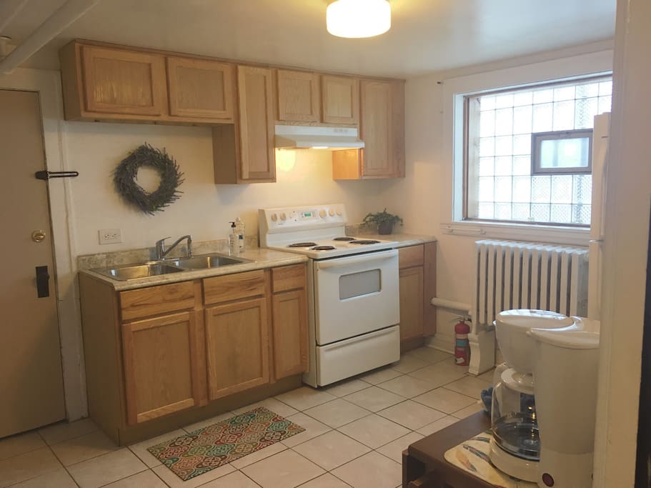 Spacious eat-in kitchen with TONS of sunlight :)