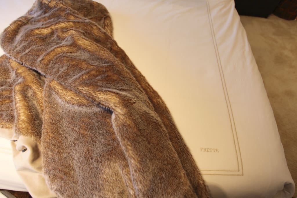 Frette linens and fur throws