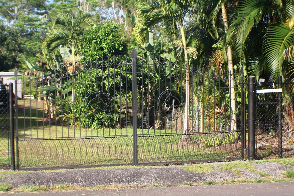 Gated entrance on paved side road