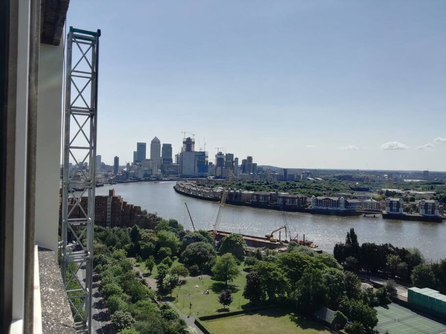 View over Canary Wharf and the River Thames from the room.