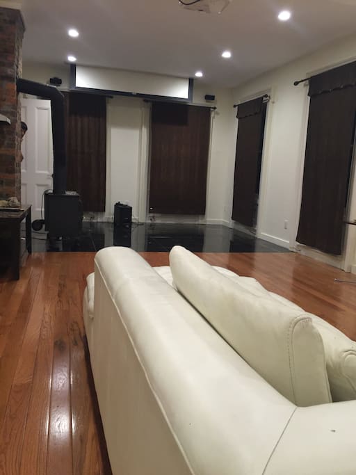 Movie theatre with surround sound for guest use