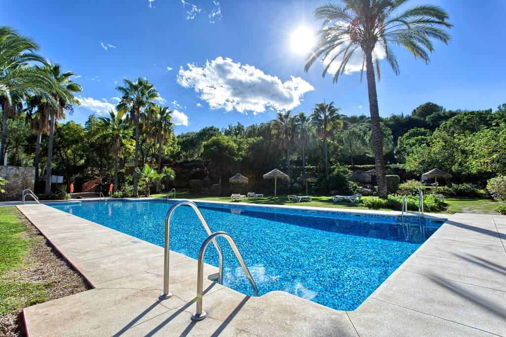 pool and gardens