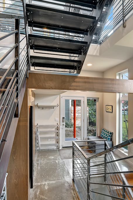 Sleek and modern, this industrial chic townhome is full of natural light.