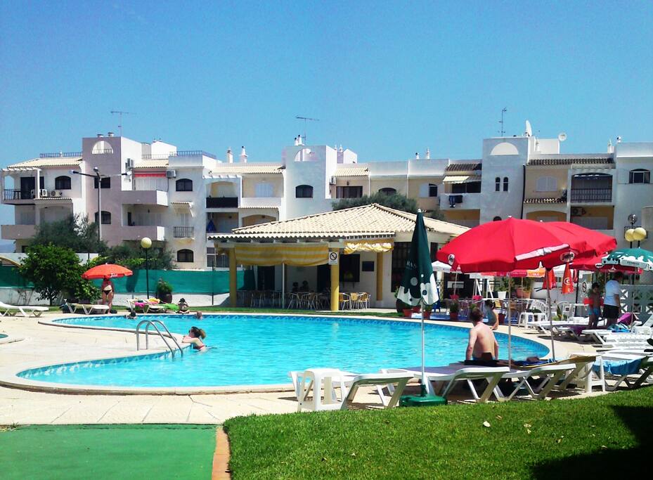 Sunbeds around Pool