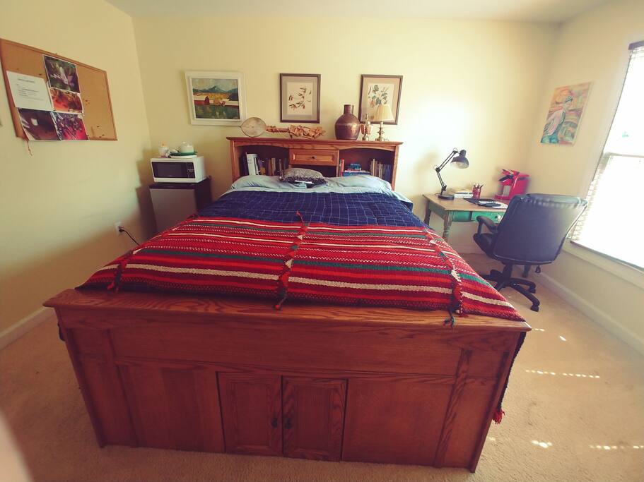 Comfortable queen sized bed.