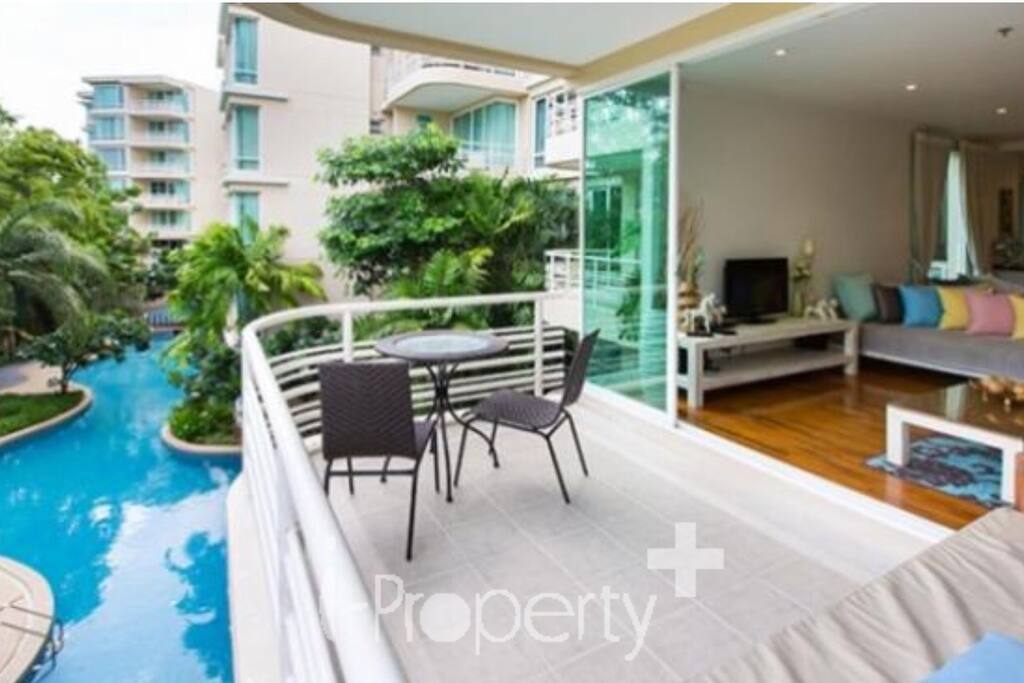 Large balcony pool view