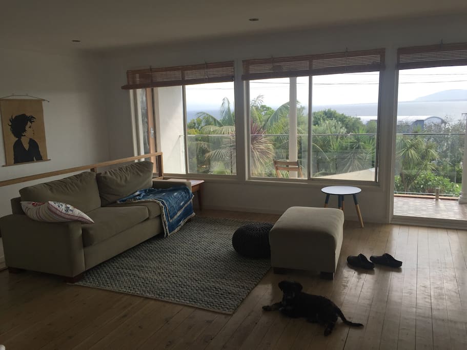 Simple open plan living with Ocean views.