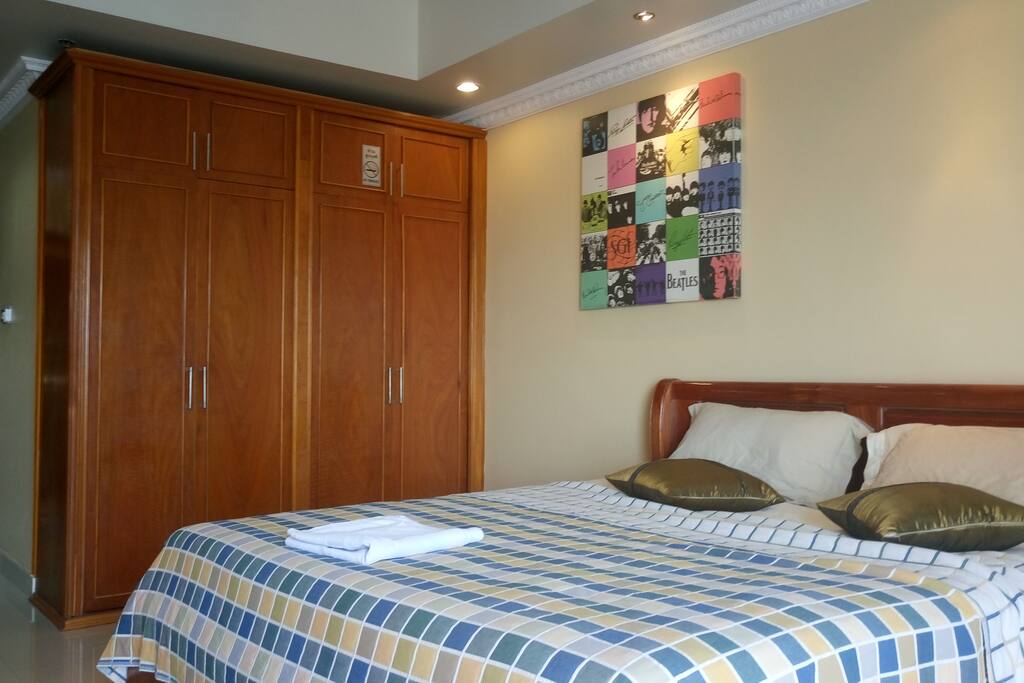 Closet and bed.